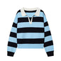 Sweater knitted Pullover Women's Spring 2026 New Fashion Striped Loose Polo neck Warm Women Sweater Chic Youth Holiday Pullover