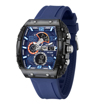 SMAEL Brand 8109 New electronic watch fashion square dual display waterproof luminous Multi-color For Men
