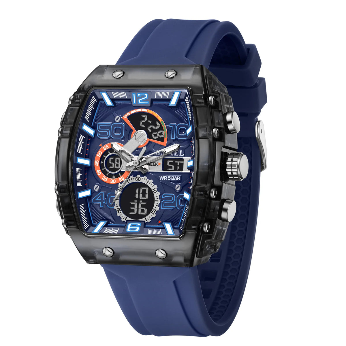 SMAEL Brand 8109 New electronic watch fashion square dual display waterproof luminous Multi-color For Men