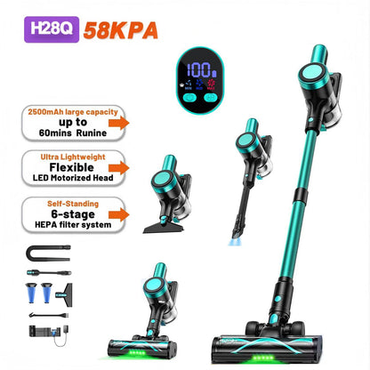 Cordless Vacuum Cleaner,Self-Standing，10-in-1/58Kpa/55Mins Stick Vacuum with LED Lighting Brush Vacuum  for Pet/Hair/Carpet
