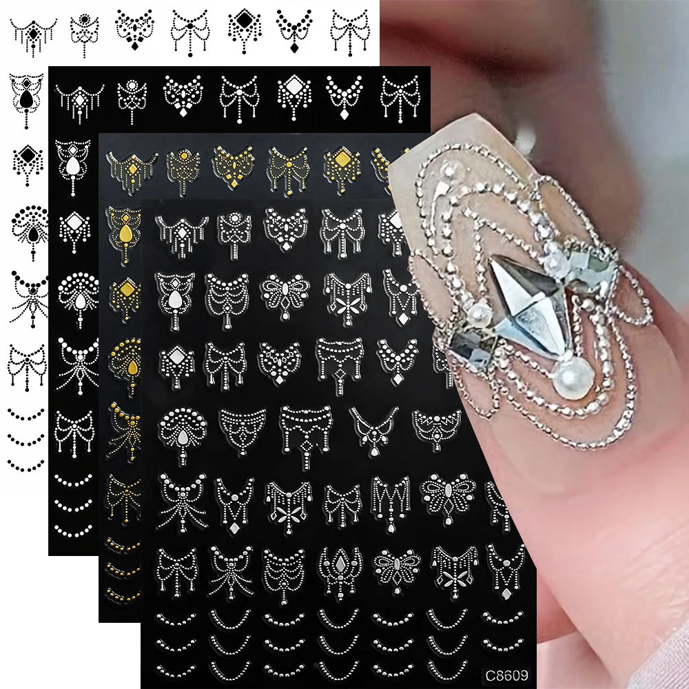 4pcs/set Roman Letters Nail Stickers 3D Black/White/Gold/Silver Alphabet Adhesive Nail Decasl English Letters DIY Manicure Decor