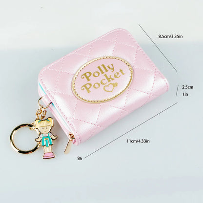 Pink Stitched Cute Zipper Wallet High-Quality Fashion Individual Card Holder with Zero Money Window for ID Cards