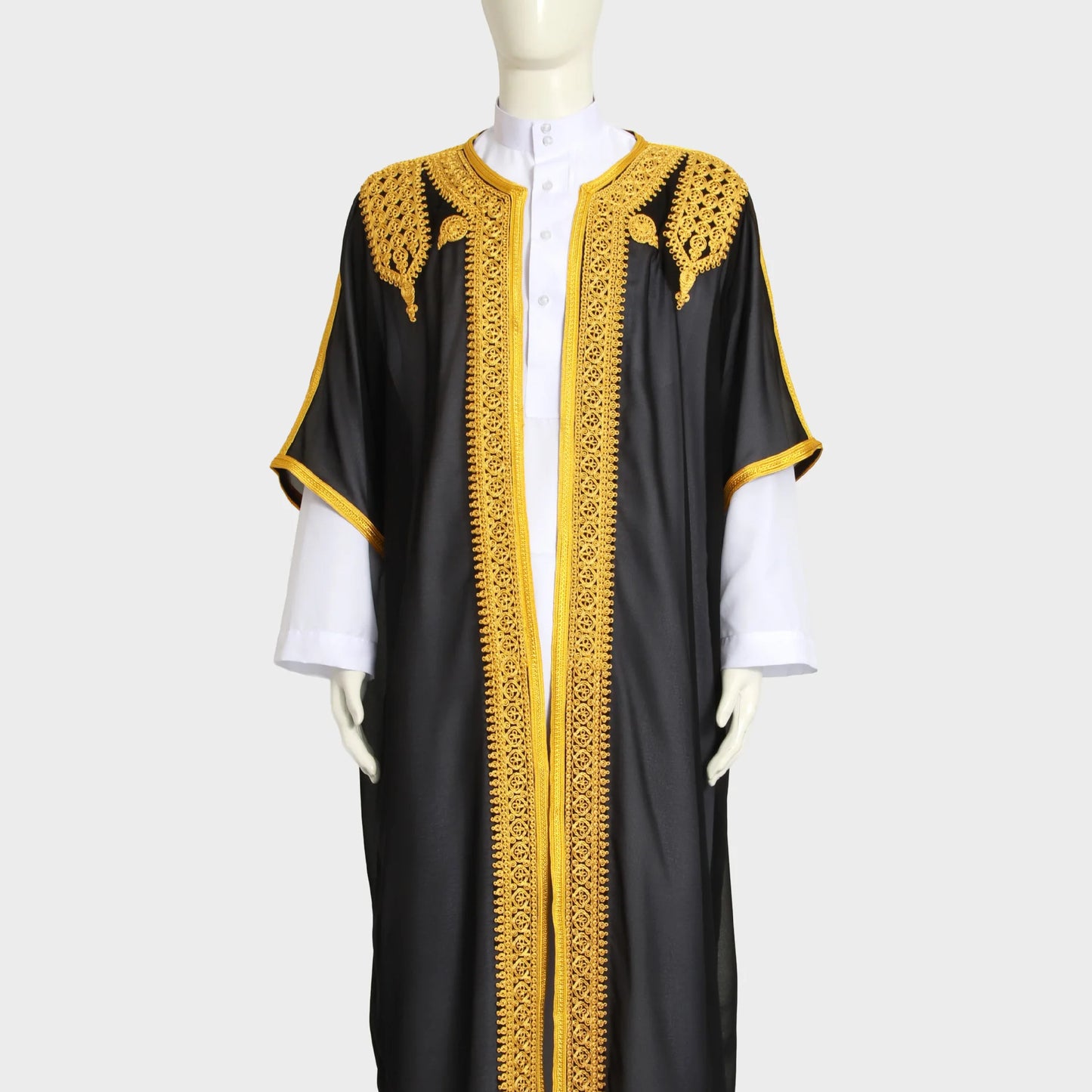 Eid Men Robe Jubba Thobe Open Abaya Dishdasha Islamic Embroidery Cardigan Abayas Dubai Male Muslim Prayer Kaftan Ramadan Morocco