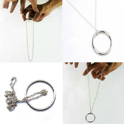 Magic Ring Chain Metal Knot Puzzle Trick Prop Close Up Illusion Toy Stage Performance Party Game Gift for Kids Halloween Play