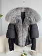 Oversized Winter Warm Real Fox Fur Collar Black Down Coat Women Puffer Outerwear Jackets 2024 Autumn Winter