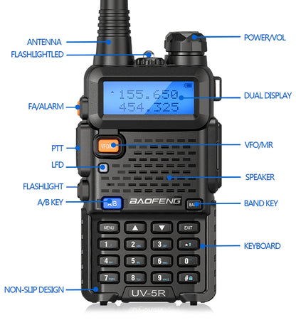 1/2PCS Baofeng UV 5R 5W 8W Walkie Talkie Ham CB Radio Long Range Dual Band VHF UHF FM Transceiver Two Way Radio UV5R K5 Plus