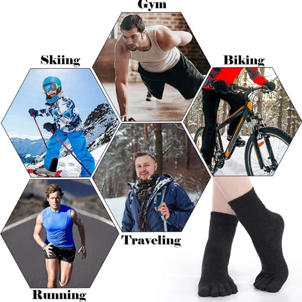 5Pairs Toe Socks Crew Socks Men and Women Five Fingers Socks Breathable Cotton Socks Sports Running Solid Color as Birthday Gift
