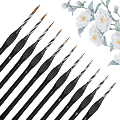10/11pcs Miniature Paint Brushes, Detail Tip Paint Brushes Set With Ergonomic Handle - Suitable For Acrylic Painting, Oil, Wat