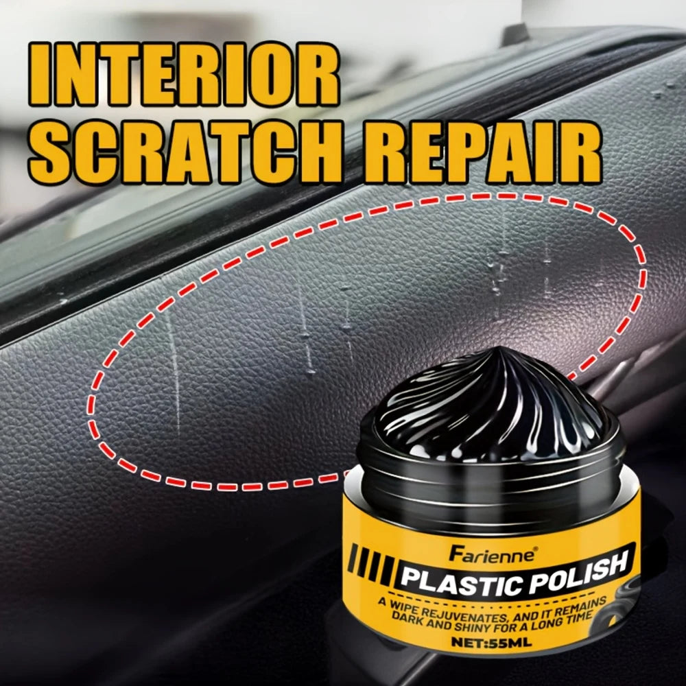 Farienne Plastic Scratch Repair Paste 55ml- Universal Blackening Cream for Car Interiors, Tires, Dashboards, Doors, Bumpers