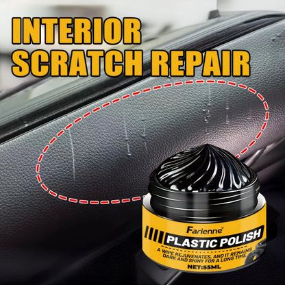 Farienne Plastic Scratch Repair Paste 55ml- Universal Blackening Cream for Car Interiors, Tires, Dashboards, Doors, Bumpers