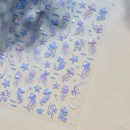 Iridescent Water Bubbles Shiny Stars Colorful 5D Nail Art Stickers Dreamy Water Drop Self Adhesive Decorations Manicure Decals
