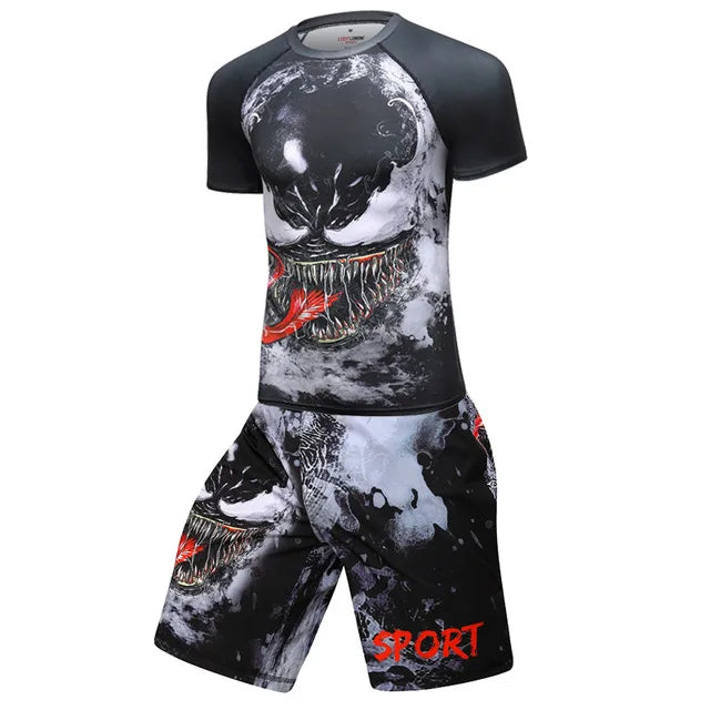 New Men Sports Jiu Jitsu BJJ Suit Gym Fitness Compression Clothes Running Jogging Sport Wear Exercise Workout Rashguard Tights