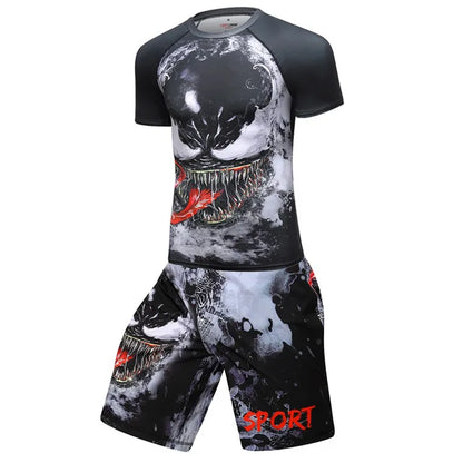 New Men Sports Jiu Jitsu BJJ Suit Gym Fitness Compression Clothes Running Jogging Sport Wear Exercise Workout Rashguard Tights