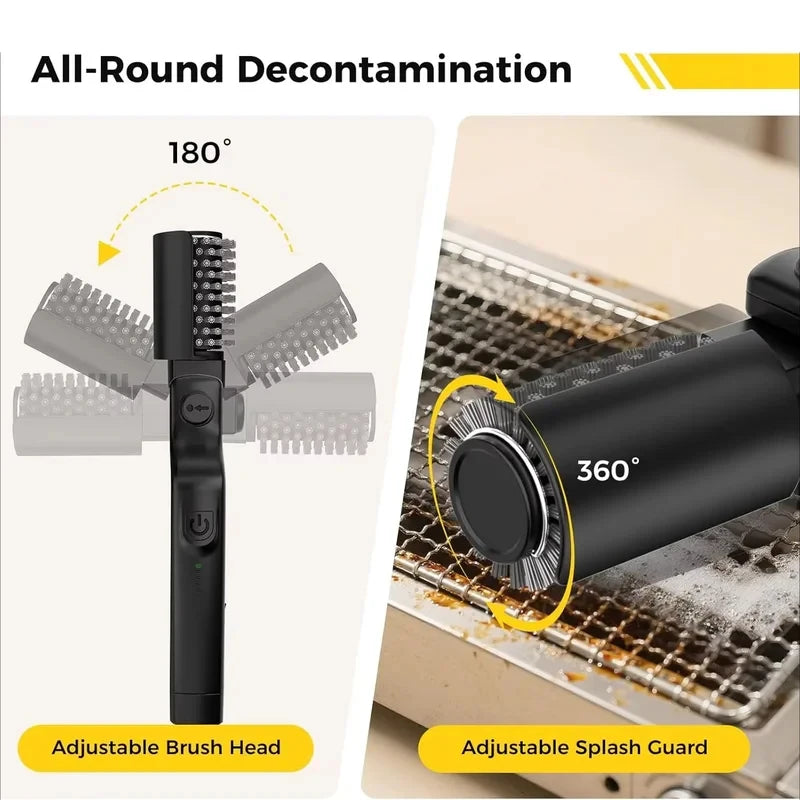 Cordless Rechargeable Electric BBQ Grill Brush Heavy Duty Outdoor Cleaning Tool Rotary Adjustable for Oil Stains