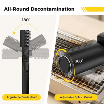 Cordless Rechargeable Electric BBQ Grill Brush Heavy Duty Outdoor Cleaning Tool Rotary Adjustable for Oil Stains