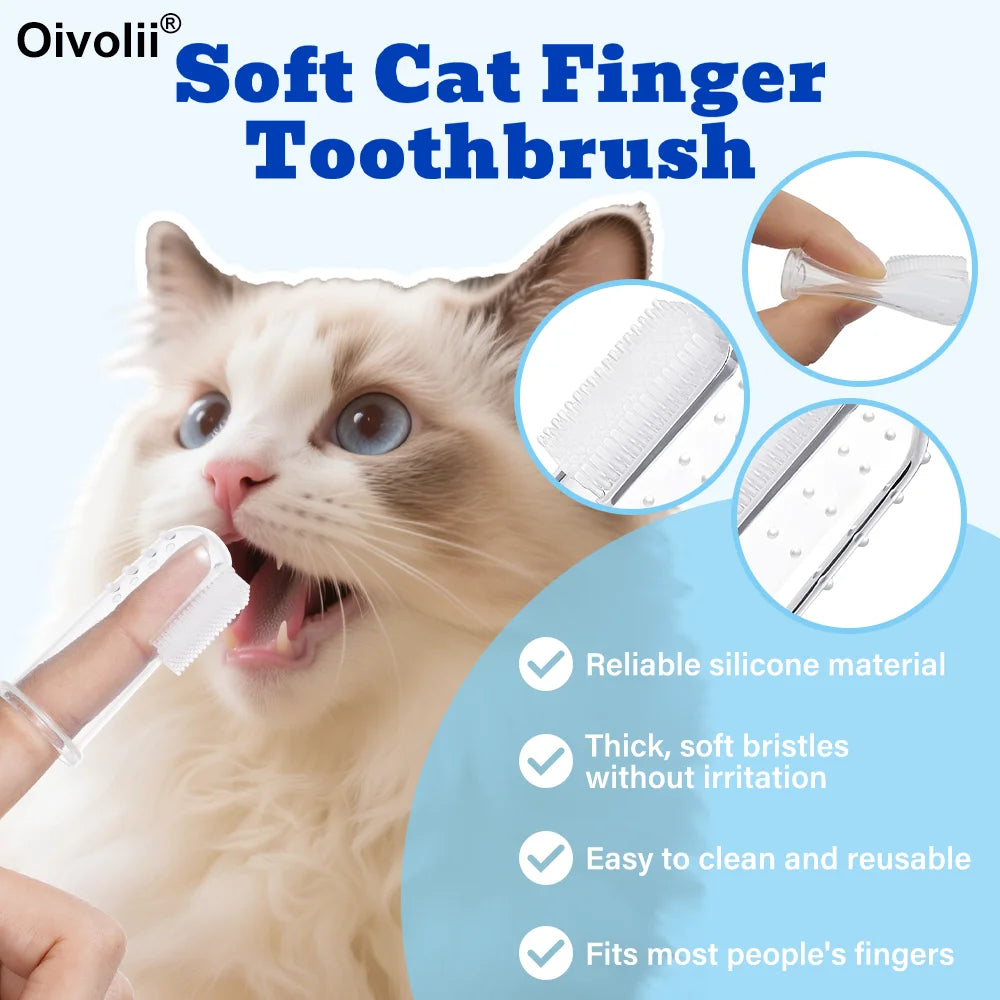 Tuna Flavored Cat Toothpaste Safe Formula With Toothbrush And Finger Brush For Daily Teeth Cleaning And Pet Dental Grooming