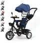 Baby scalable Tricycle 1 to 5 years, bike for elderly plus children, reversible seat, large basket and bag, larger wheels, with thrust handle, green/pink/black/red/blue/gray
