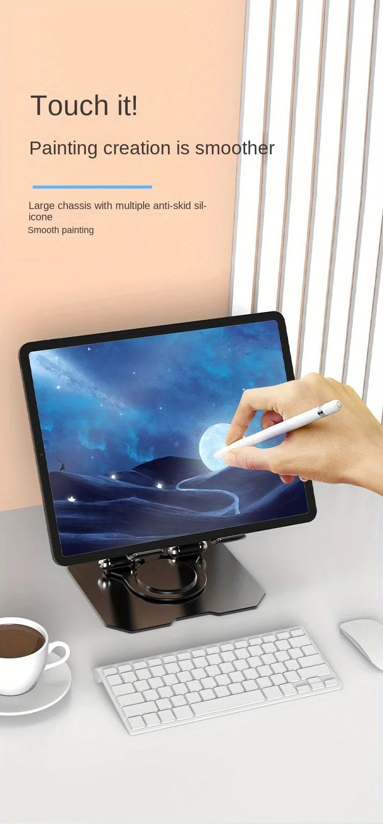 Tablet  360° Rotatable Stand Adjustable Foldable Desktop Stand Holder Compatible For 4.7-12 Inch Ipad Pro/Air/Min Laptop Tablet