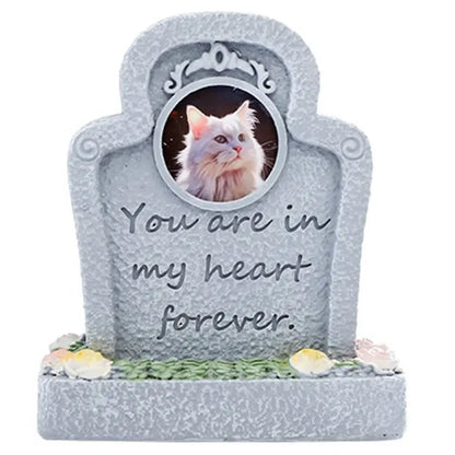 ABUI-Resin Pet Memorial Stone Headstone Tombstone Photo Frame Design Outdoor Display Gift Idea For Funeral Grave Marker