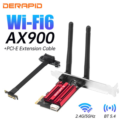 WiFi 6 Network Card PCIe X1 Dual-Band Wireless 2.4G/5GHz 5.4 Wi-Fi6 Bluetooth High Speed Antennas for Windows 10/11 Desktop PC