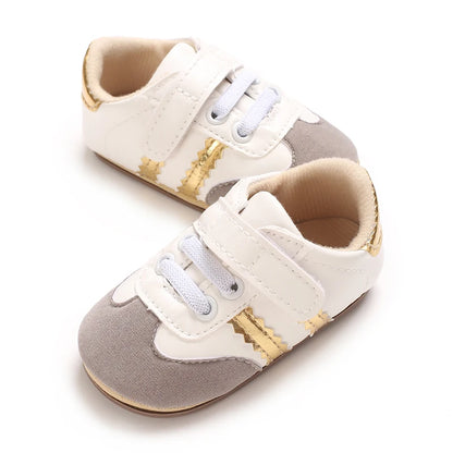 Spring and Autumn Fashion Stripes 0-1 Baby Shoes Baby Shoes Step Front Shoes Rubber Bottom Anti Slip Sneakers