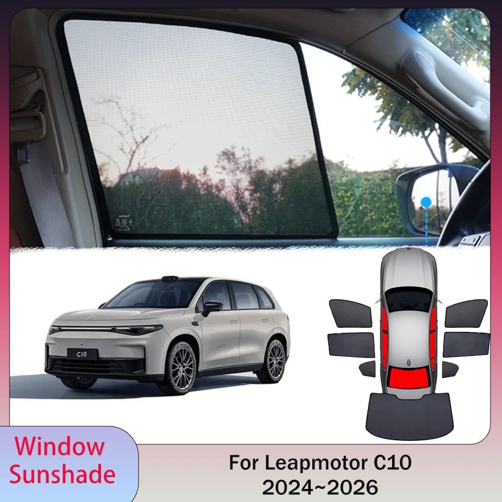 For Leapmotor C10 2024~2026 2025 Car Magnetic Mesh Privacy Sunshade Side Window Sun Shade Mosquito Net Protection Accessories