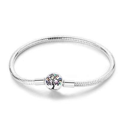 Original 925 Sterling Silver Charm Bracelets Heart Clip Bead Snake Chain Bracelet Fit Charms Beads Diy For Woman Fine Jewelry