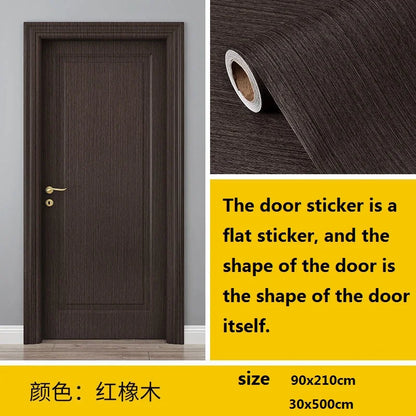 90x210cm/30X500cm Grey Wood Grain Wallpaper On The Door Adhesive  Furniture Refurbish Sticker Home Decor Wall Decal Door Sticker