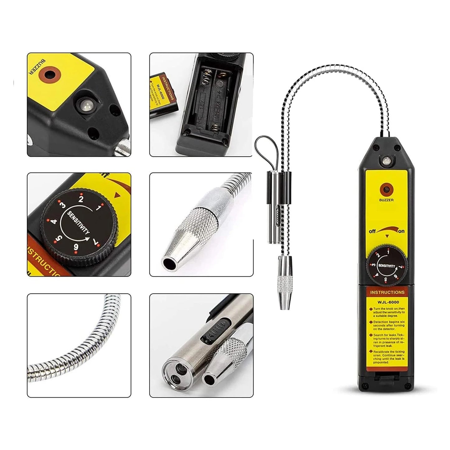 Refrigerant Leak Detector Kit for Air Conditioning Leak Detection, Halogen Gas Detector with UV Flashlight and Glasses