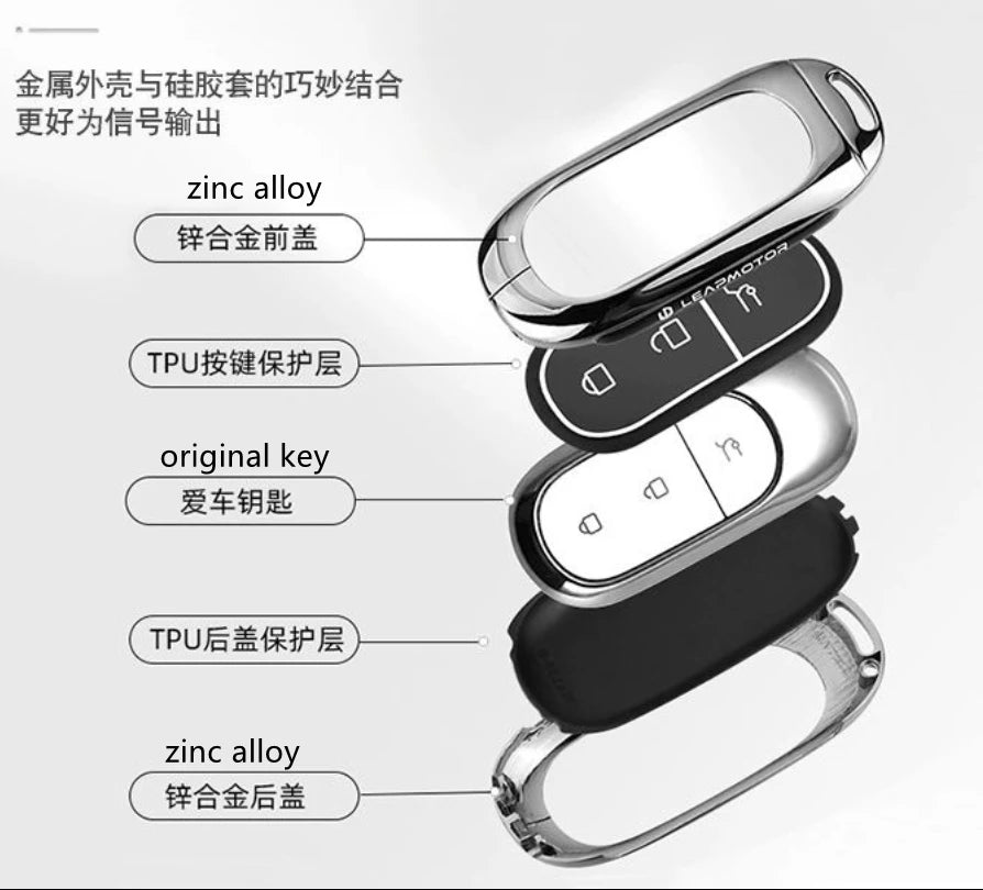 Car Zinc Alloy TPU NFC Card Key Cases Holder Cover Chain For Leapmotor C16 C11 C10 C01 B10 T03 S01 Car Accessories Styling