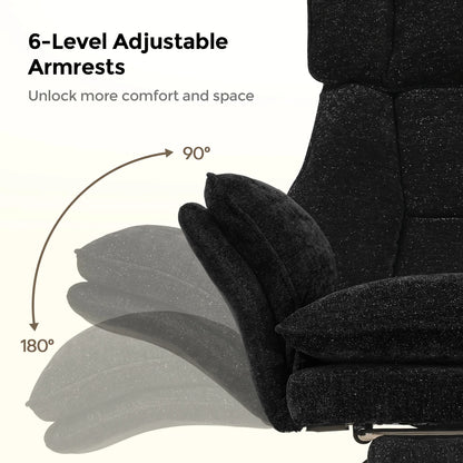 Pet Friendly Ergonomic Office Chair with Armrests, Cat Side Seat 360° Swivel Reclining Desk Chair for Cat Owners Furry Companion Work Chair with Footrest