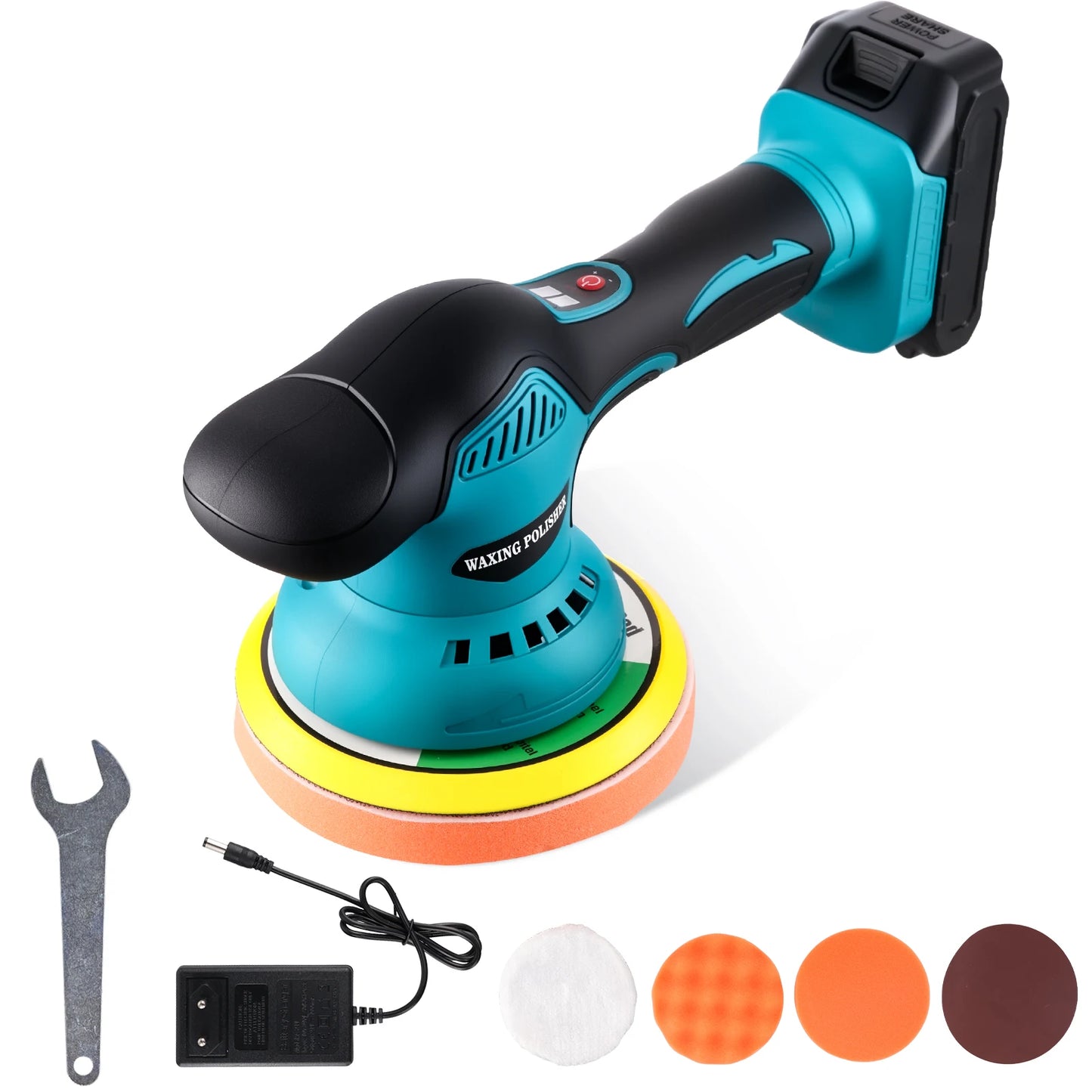 Podofo 21V Cordless Car Waxing Machine Adjustable 8 Speed Auto Polish Waxing Machine Polishing Wax Tool Wax Polisher With Battery & Charger