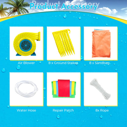 Commerci 7.92m Inflatable Bounce House Water Slide 100% PVC Kids And Adults Playground with 950W Blower for Outdoor Fun