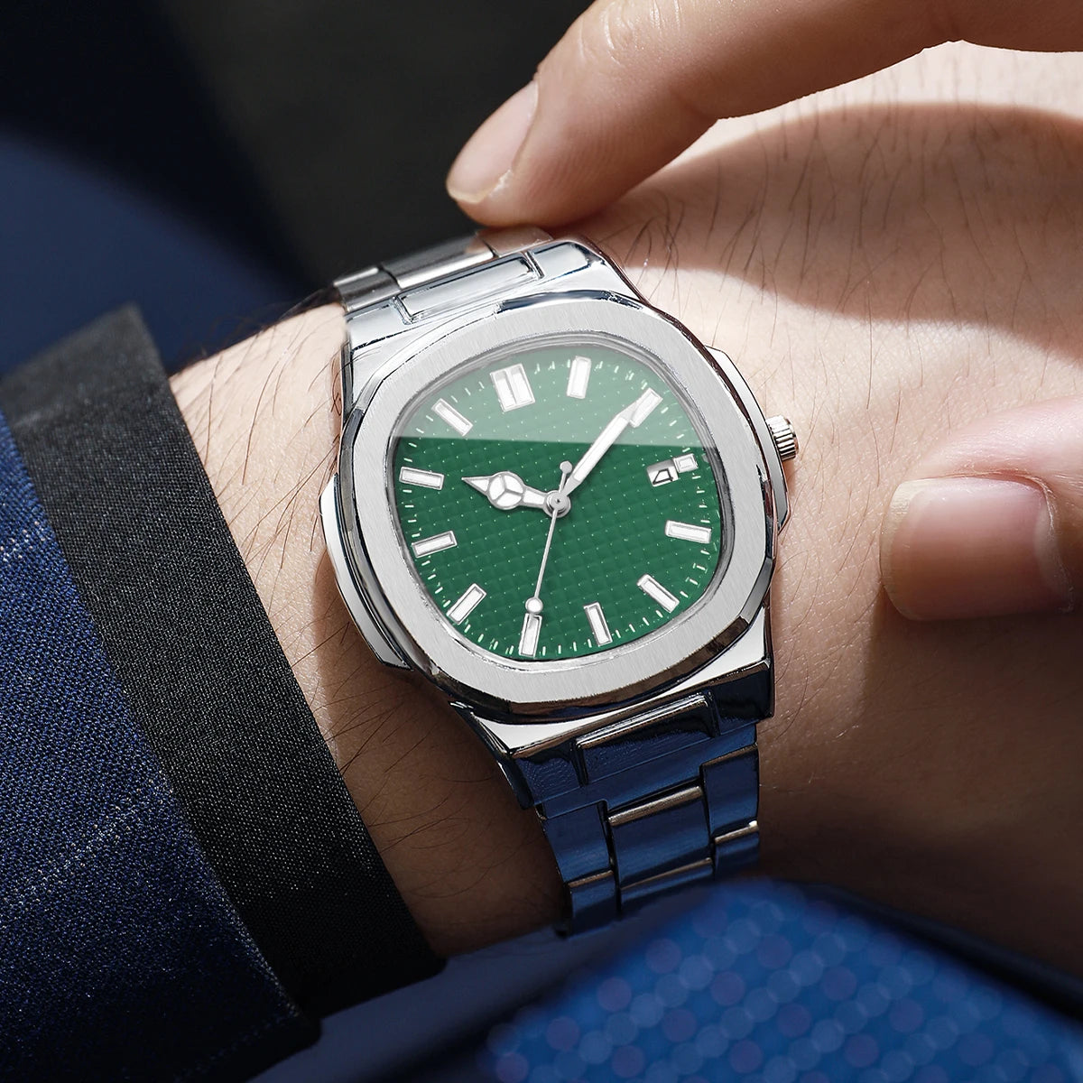 Luxury Square Men Business Watches Simple Calendar Quartz Watch for Mens Clock Reloj Hombre（Without Box）