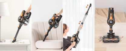 Cordless Vacuum Cleaner, 80000Pa/300W,65 Mins Runtime, 1.2L Dust Cup. Equipped with Digital Display, Anti-Tangle Brush, Self-Standing Design & Wall Charging Dock. 4-Layer Filtration, Ultra-Quiet Operation. Ideal for Pet Hair,
