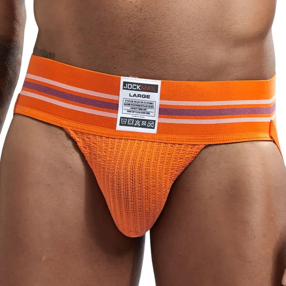 JOCKMAIL Men's Underwear Men Sexy Briefs Jockstrap Pouch Cuecas Man Cotton Panties Thongs Mesh Underpants Gay Slip Homme Srting