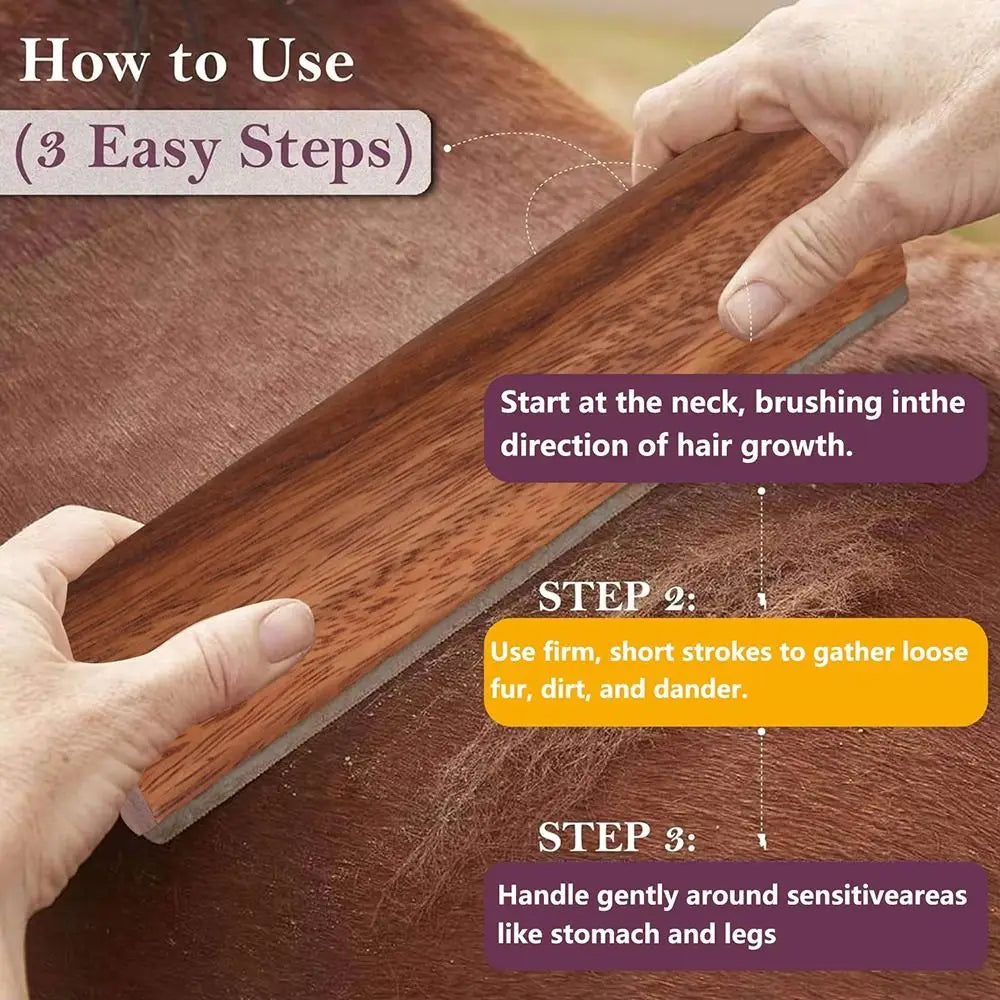 1Pcs New Wooden Handle Horse Grooming Brush Stainless Steel Teeth Shedding Horse Hair Scrapers Grooming S/M/L Cleaning Tool