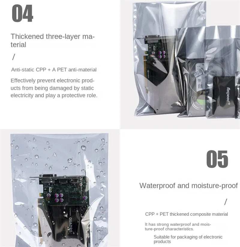 ESD Bag with Top Open Anti Static Shielding Package for Storage Electronic Components PCB Board Protection USB Pouches
