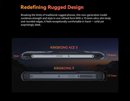 Rugged Smartphone Android 16, Cubot KingKong ACE 5, 20GB RAM(8+12GB), 256GB ROM, 10200mAh Battery, 6.745" 120Hz Screen, 48MP,NFC