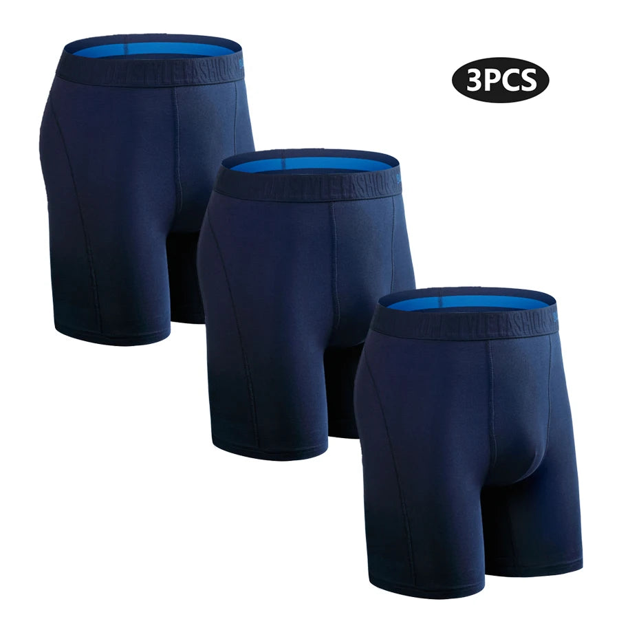 3pcs Long Boxers For Man Underware Lots Mens Underpants Cotton Men's Panties Family Boxershorts Boxer Sexy Male Shorts Calecon