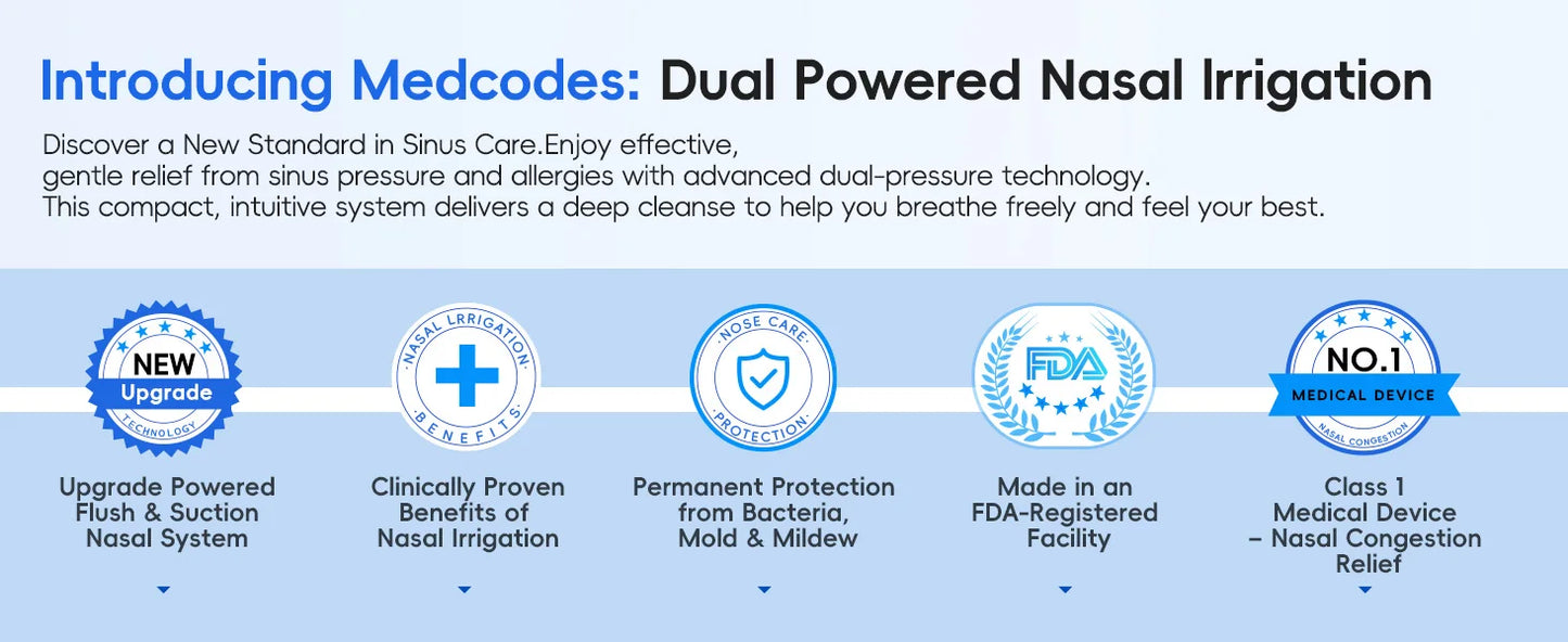 Nasal Irrigation System Sinus Rinse Machine with Water Tank & Waste Collection Tank - Nose Cleaner for Sinus,Allergy Relief