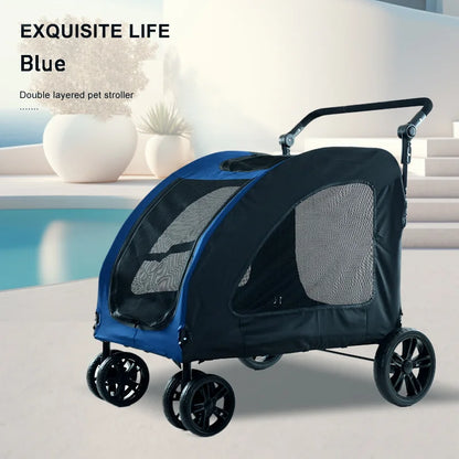 Large-sized Pet Stroller for Outdoor Travel Dog Mobility Scooter Large Capacity Dog Car Multifunctional Foldable Pet Stroller