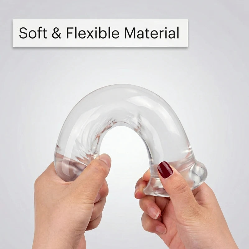 Realistic Soft Jelly Dildo Transparent Suction Cup Strong Grip Flexible Intimate Toy for Women Solo Couple Play