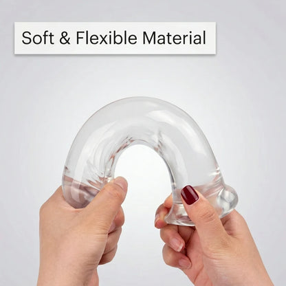 Realistic Soft Jelly Dildo Transparent Suction Cup Strong Grip Flexible Intimate Toy for Women Solo Couple Play