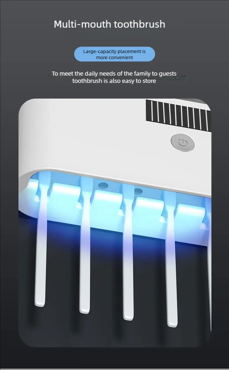 Household 3 in 1 UV Light Electric Toothbrush Sanitizer Wall Mounted Toothbrush Holder With Toothpaste Dispenser Combination