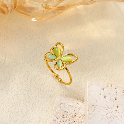 Cute Butterfly Rings For Women Gold Color Stainless Steel Geometric Opening Butterfly Ring Aesthetic Wedding Christmas Jewelry