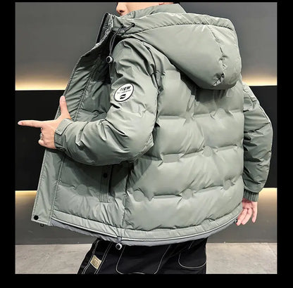 Hip Hop Men's Lightweight Hooded Down Jackets Winter Fashion Windbreaker Thick Warm Coats Outdoor Sport White Duck Down Jacket