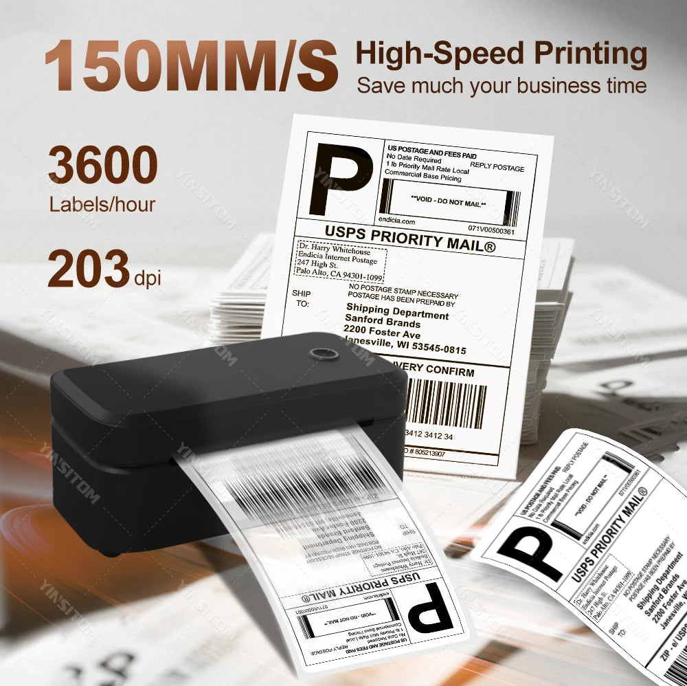 110mm Bluetooth Thermal Label Printer Wireless Shipping Label Printer Compatible with iPhone Android Windows Widely Used X4
