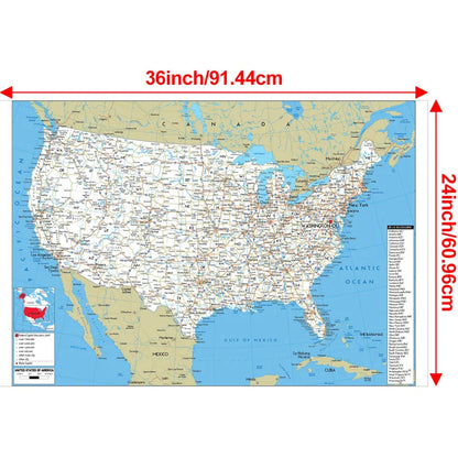 English Map USA Map Road Map Canvas Painting Living Room Home Decoration Children School Supplies