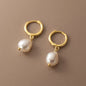 Modian 925 Sterling Silver Baroque Pearl Ear Buckles For Women Trendy Bright Simple Hoop Earrings Fine Jewelry Luxury Gift